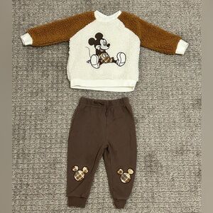 Disney Brown and Cream Mickey Mouse Sweatpants Set